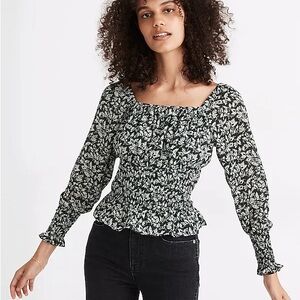 Madewell smocked square neck top
